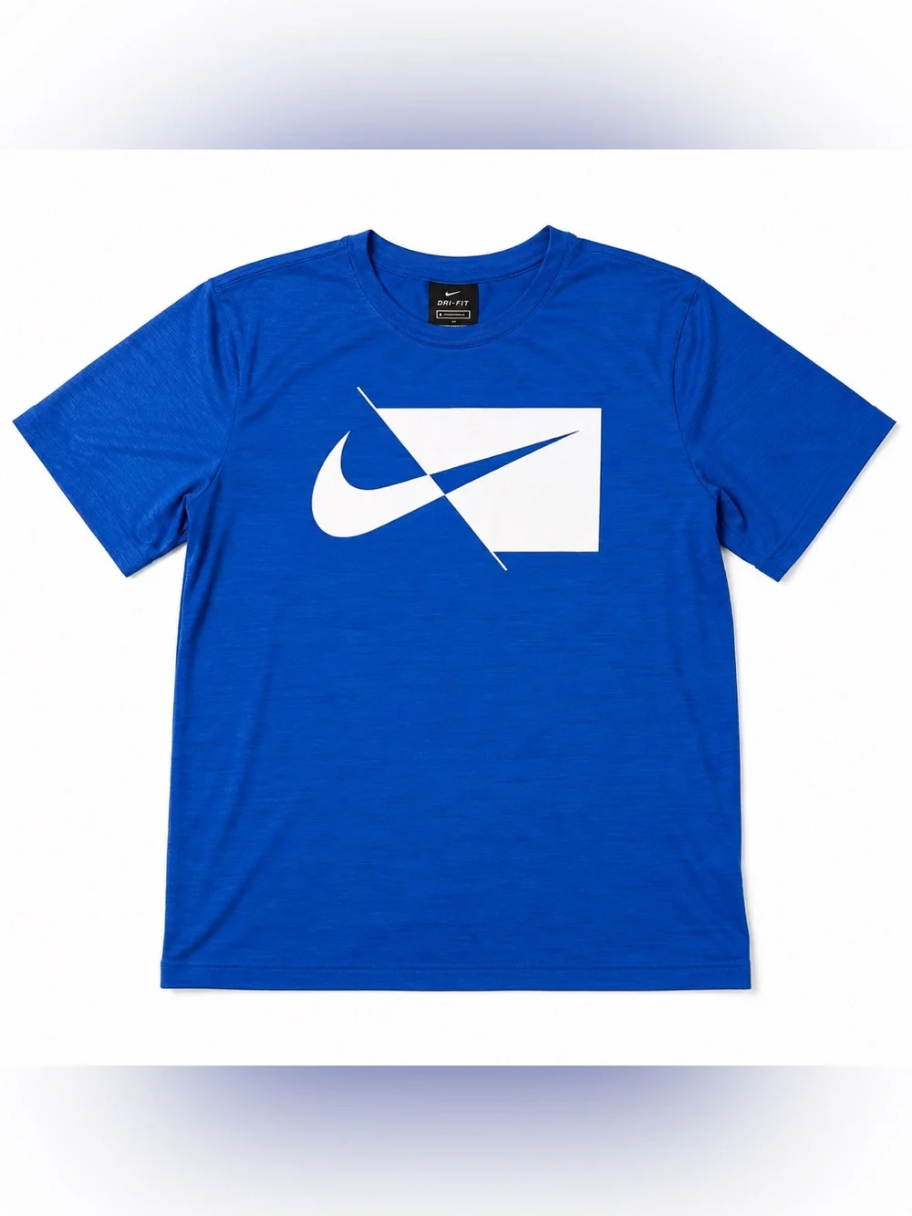 Nike Dri Fit Royal Blue Short Sleeve Tee with White Logo Kids L
